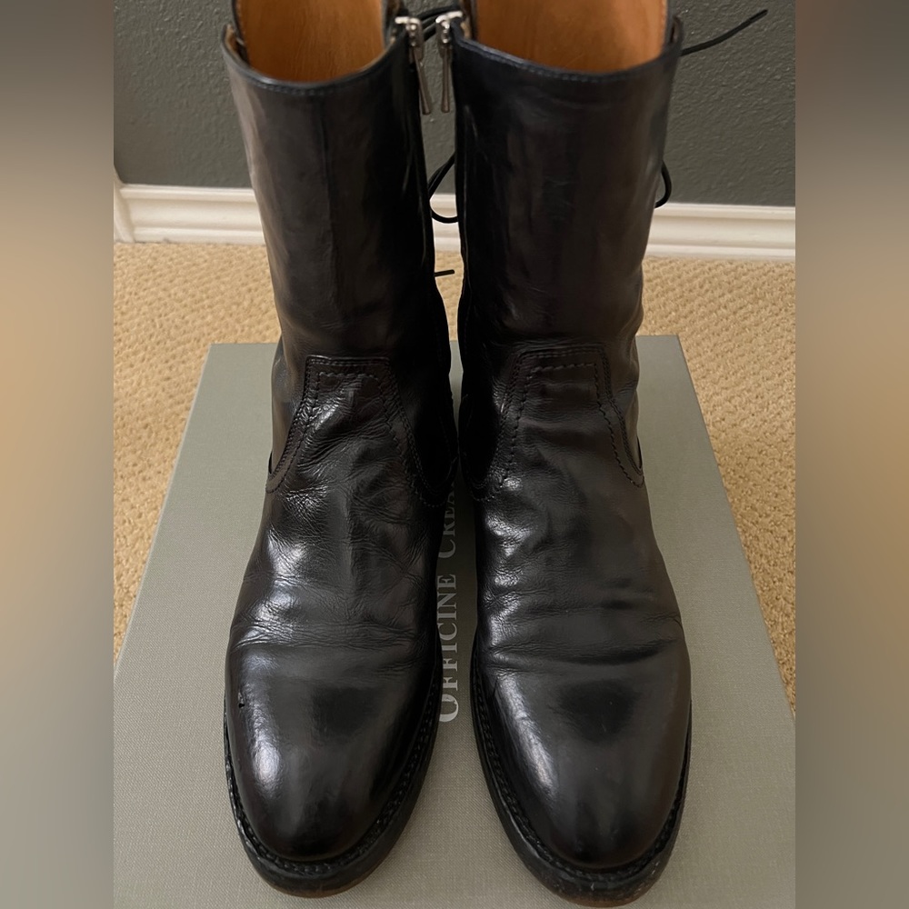 Officine Creative hand crafted Italian leather zip boots.